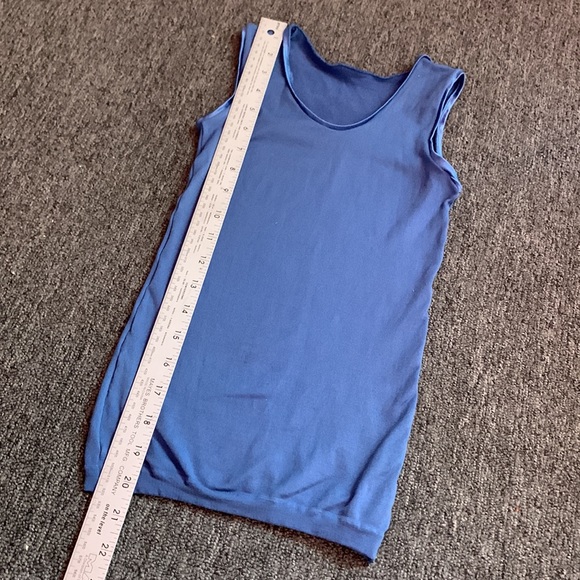 Semi-Sheer Seamless Body Shell Dance Tank Top. Slate Blue O/S New - Picture 5 of 5